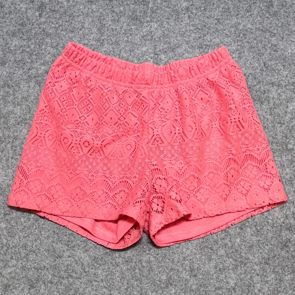 P.S. from Aeropostale Girls Coral Pink Lace Shorts Elastic Waist Size 12‎